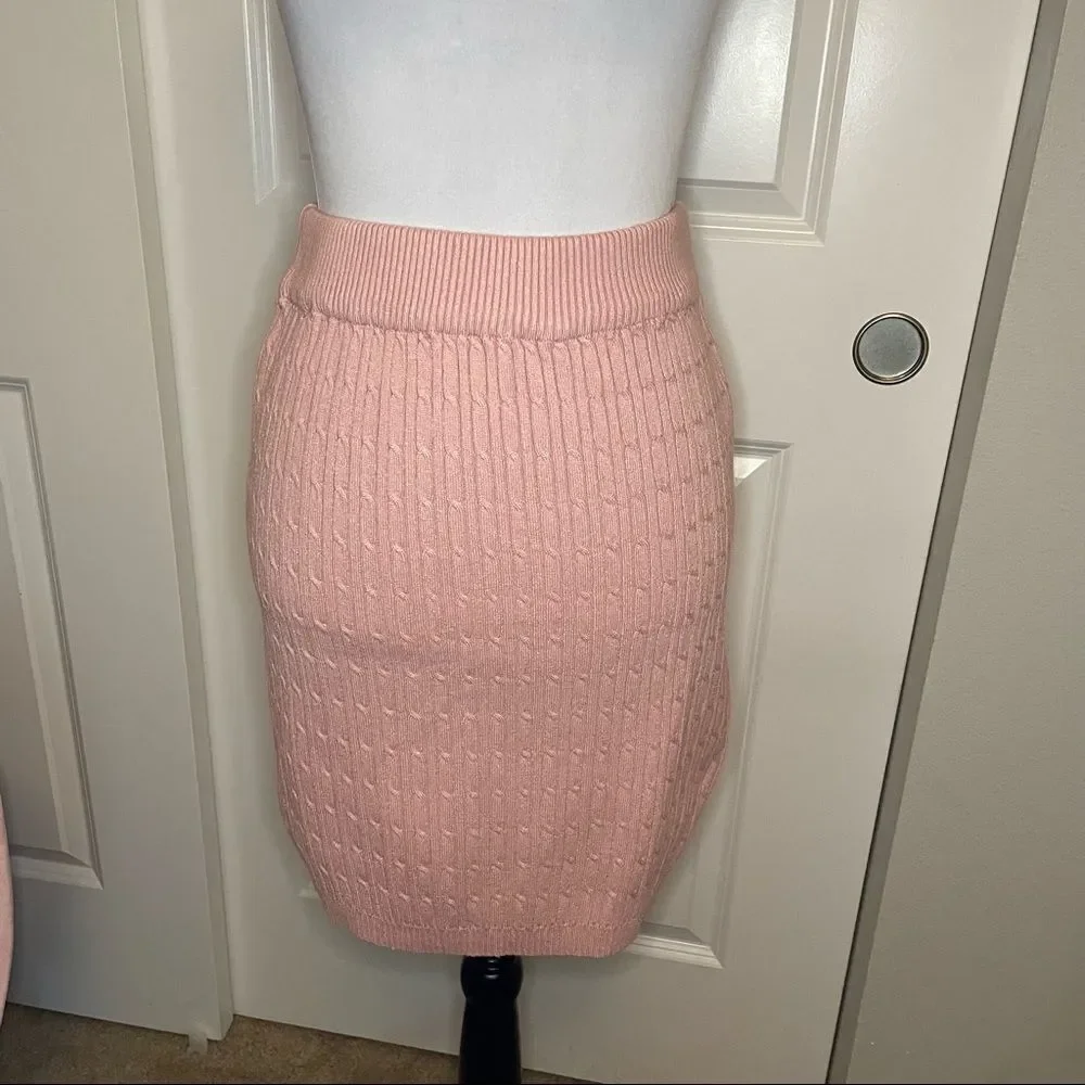Dusty Rose Sweater and Skirt Matching Set size Small